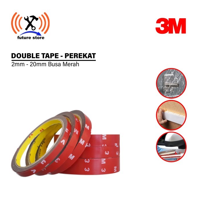 Double tape  Busa 3M - Perekat - Foam Tape - Double Tape Foam - Foam double side tape Merah Original