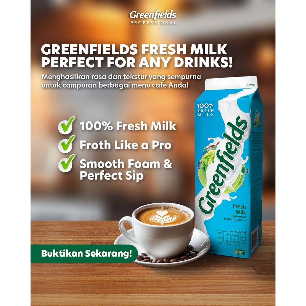 

BgKr Greenfields Fresh Milk Susu Greenfields 1 Liter (Tanpa Tutup)
