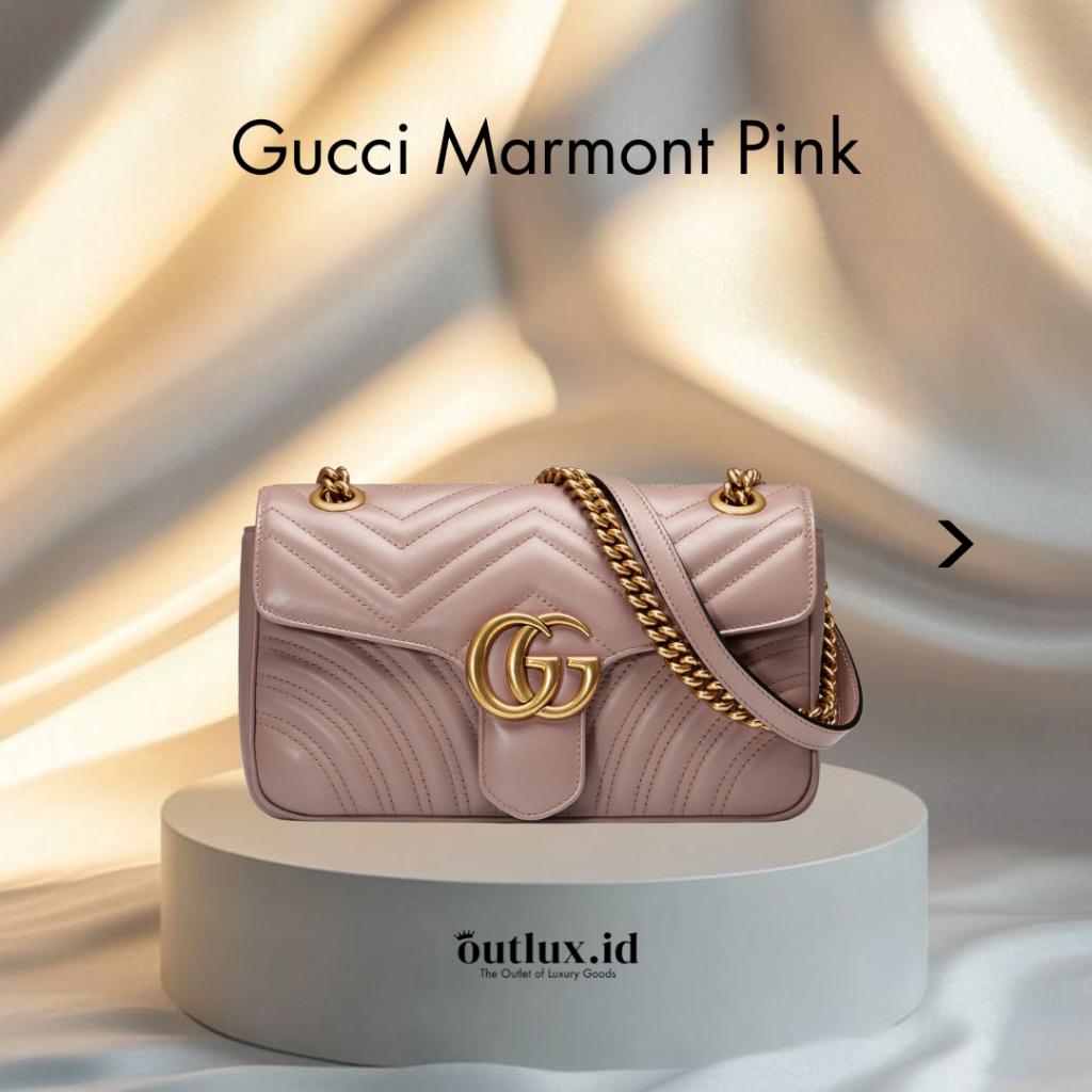 Tas G Guc Marmont Pink / Tas Slingbag Kulit Import Wanita Clone Quality