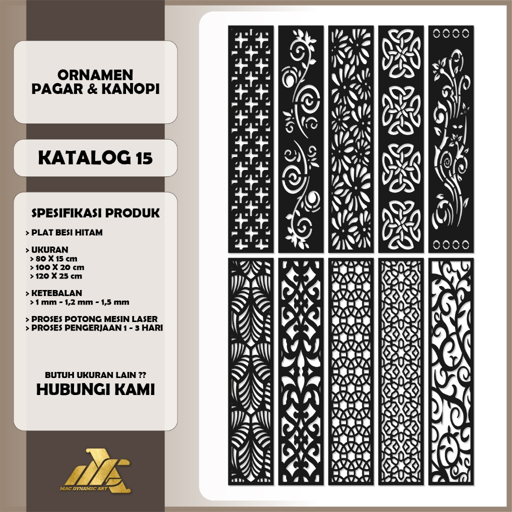 Krawangan Plat Besi Pagar Dan Kanopi - Ornamen Pagar Laser Cutting - Katalog 15