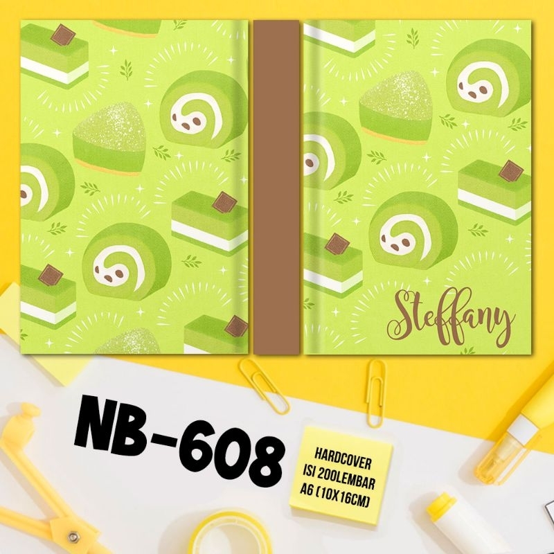 

Notebook Custom Aesthetic Cute Snack Illustration, Matcha Rolltart, Donuts, Eclair, Sandwhiches, Popsicle, Ice Cream, Strawberry Cake, Toast Jam, Coffee Latte, Cheese Cake