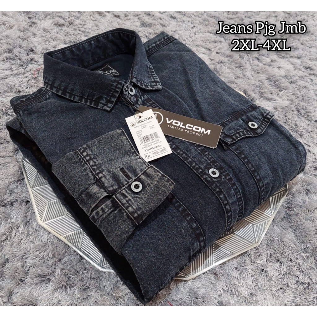 Baju Hem / KEMEJA DENIM PRIA LENGAN PANJANG SIZE JUMBO XXL - XXXXL