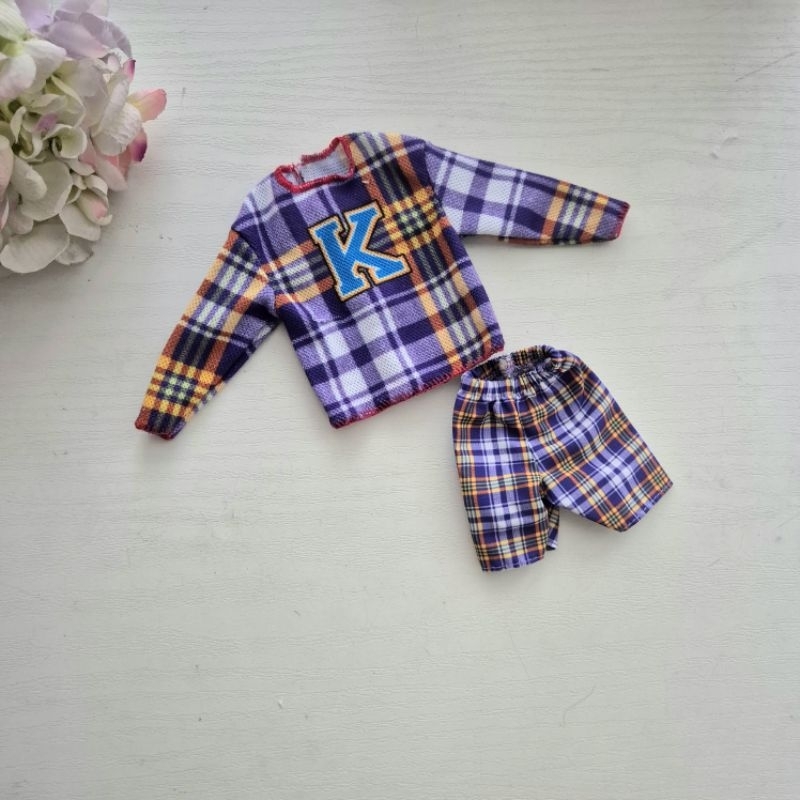 Baju Barbie Ken Mattel purple square sweater with pants