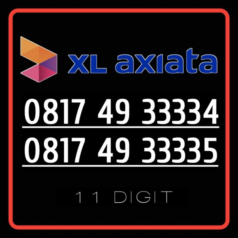 Nomor Cantik Xl 11 Digit Triple Kwartet 3333
