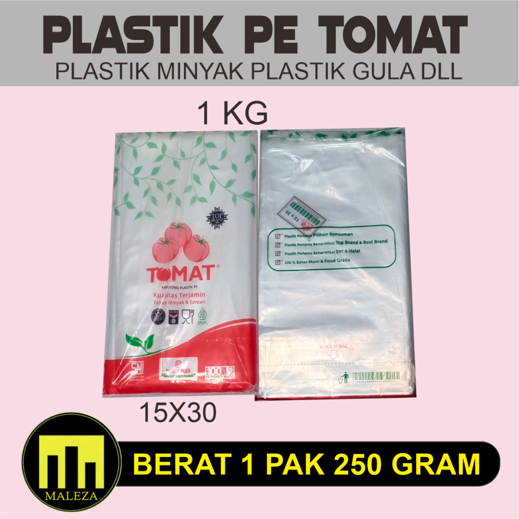 Plastik PE Tomat Ukuran 15x30  / Plastic Lentur uk 15X30 Tomat