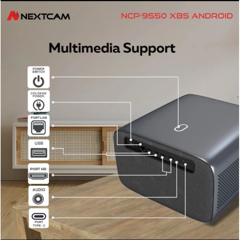 [Langsung Kirim] Proyektor Nextcam Smart Android  DOLBY Audio 8000 lumens miracast 9550xbs Projector