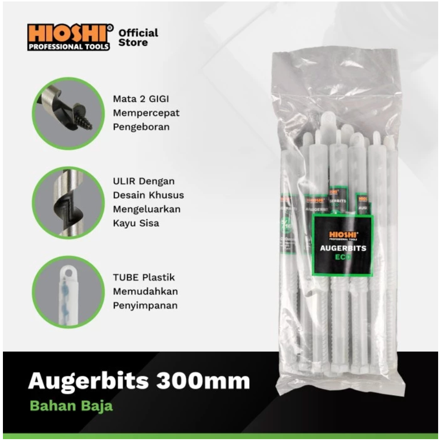 HIOSHI Mata Bor Kayu Spiral Panjang 300mm 1/4" Eco