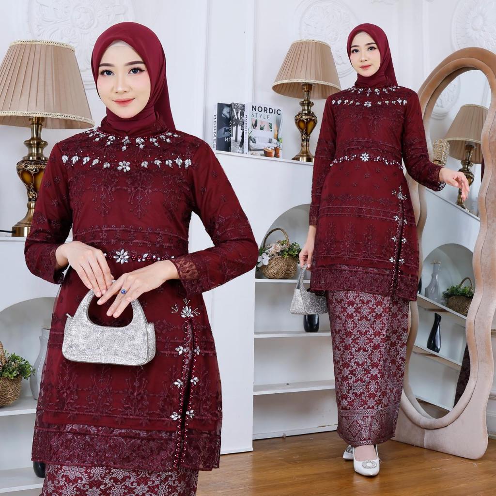 Kebaya wisuda Wanita remaja Baju Kondangan Wanita Kebaya Rok lilit Songket Baju Pesta Keluaran terba