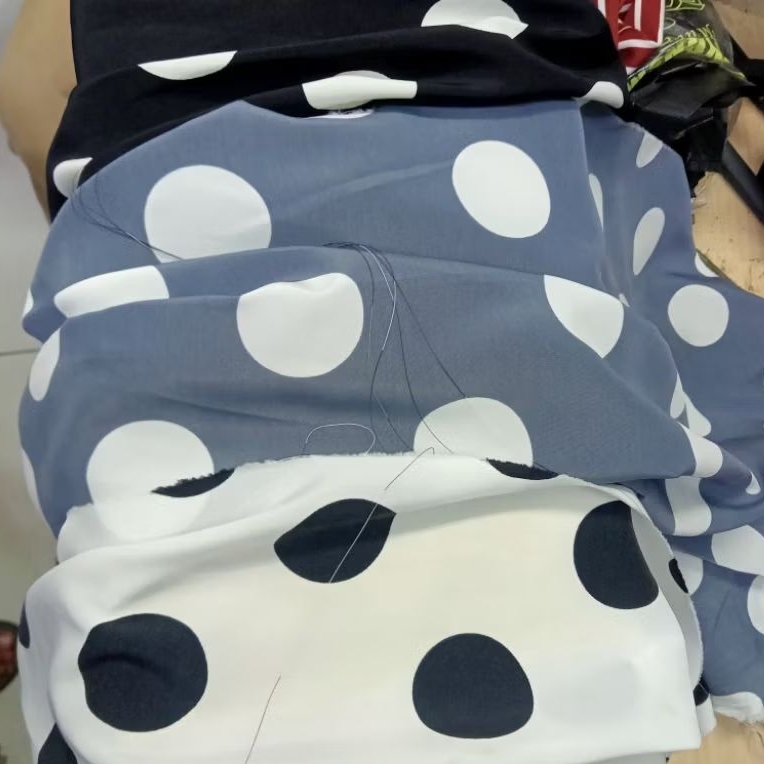 Kain - Kain Soft Wolfis Motif Polkadot Import - Kain Monalisa Motif - Kain Meteran Kc | Harga Per Se