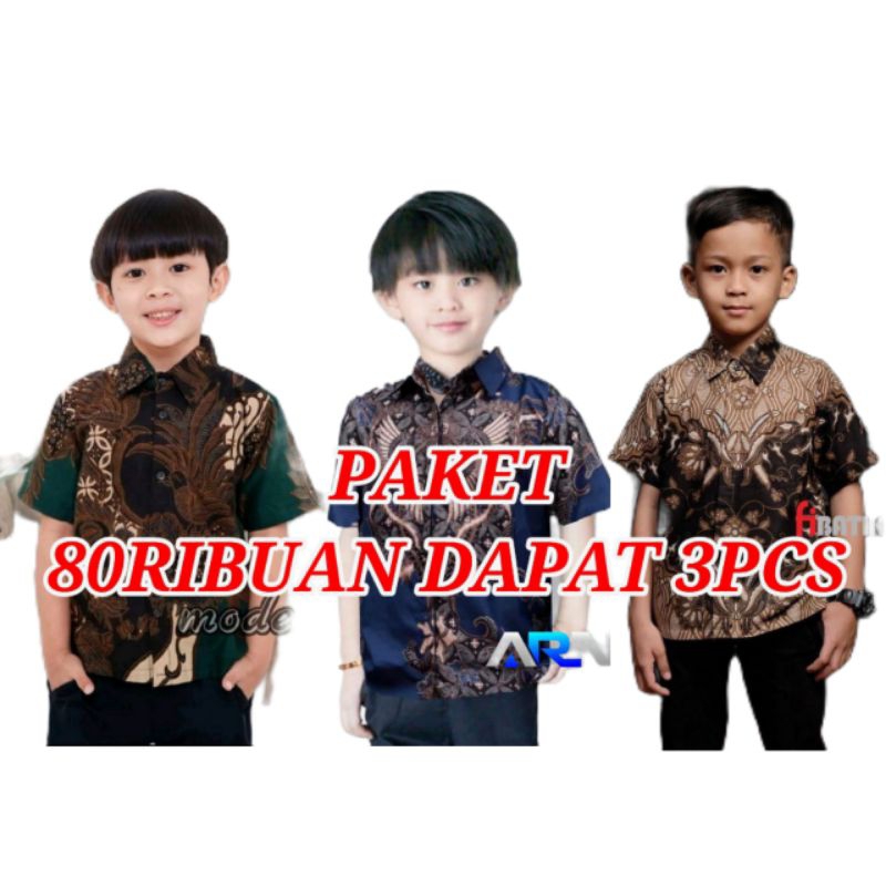80ribuan dapat 3pcs //, kemeja batik, kemeja batik anak, kemeja batik anak laki-laki, kemeja hem bat