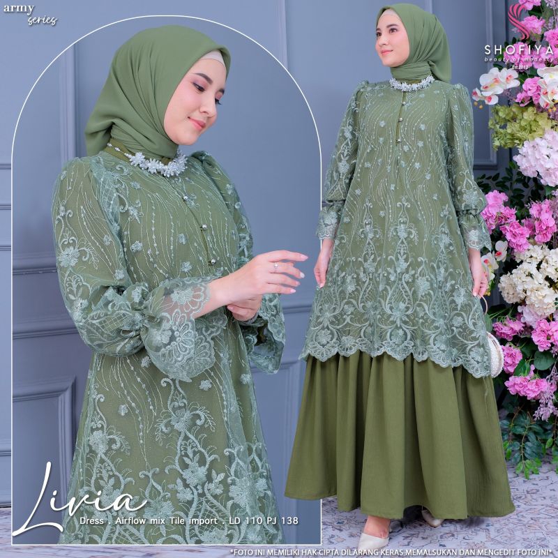 Gamis Dress Terbaru Livia Dress airflow mix tile import original by shofiya