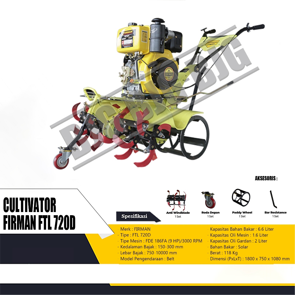 MESIN BAJAK SAWAH / CULTIVATOR DIESEL ENGINE FIRMAN FTL 720D SOLAR