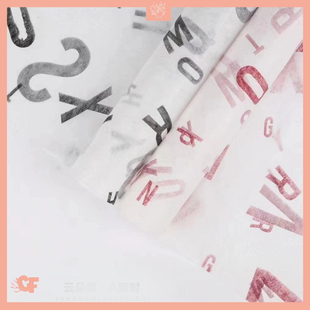 

20 LEMBAR Kertas Buket Bunga Wajik Tissue Motif Alphabet Flower Wrapping Cellophane Wajik Tissue KB73