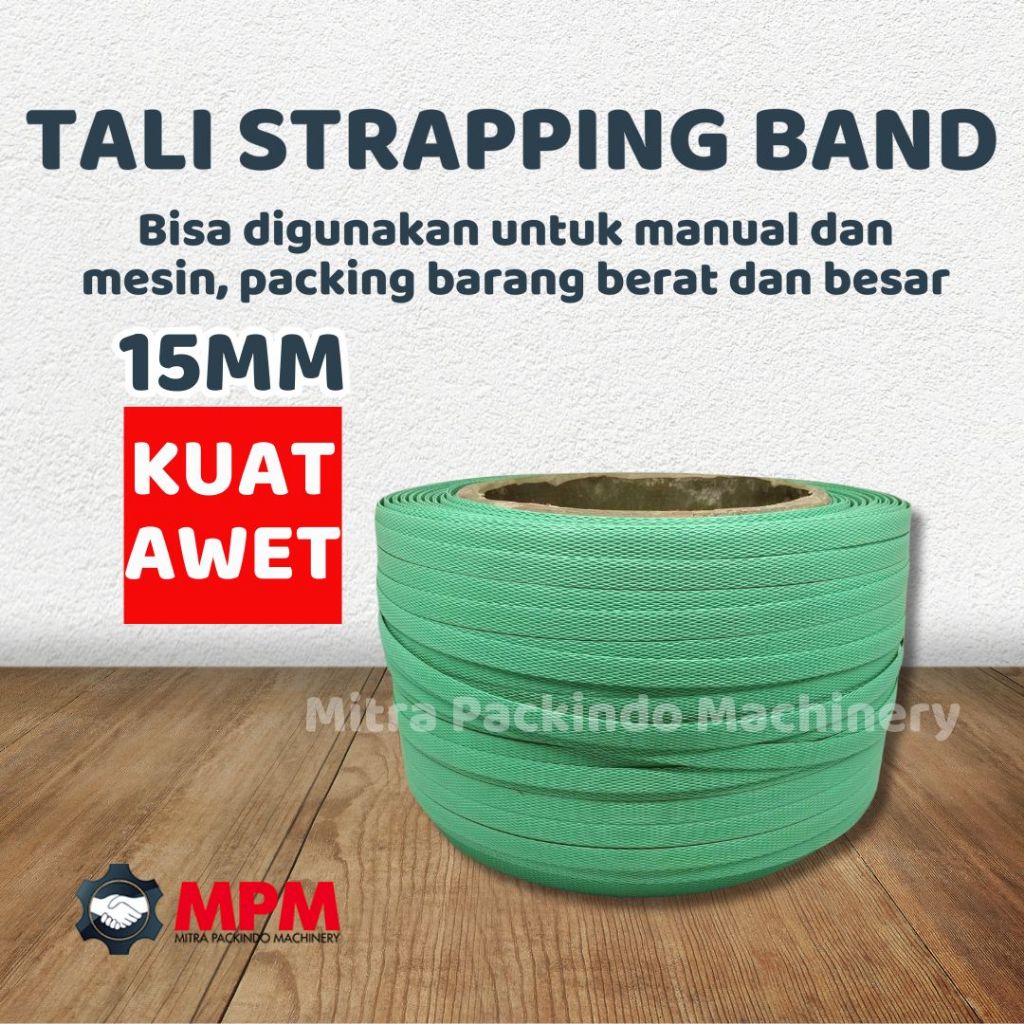 Tali Strapping Band 15mm Klem Packing Tosca Hijau Pengikat Manual Kuat Awet