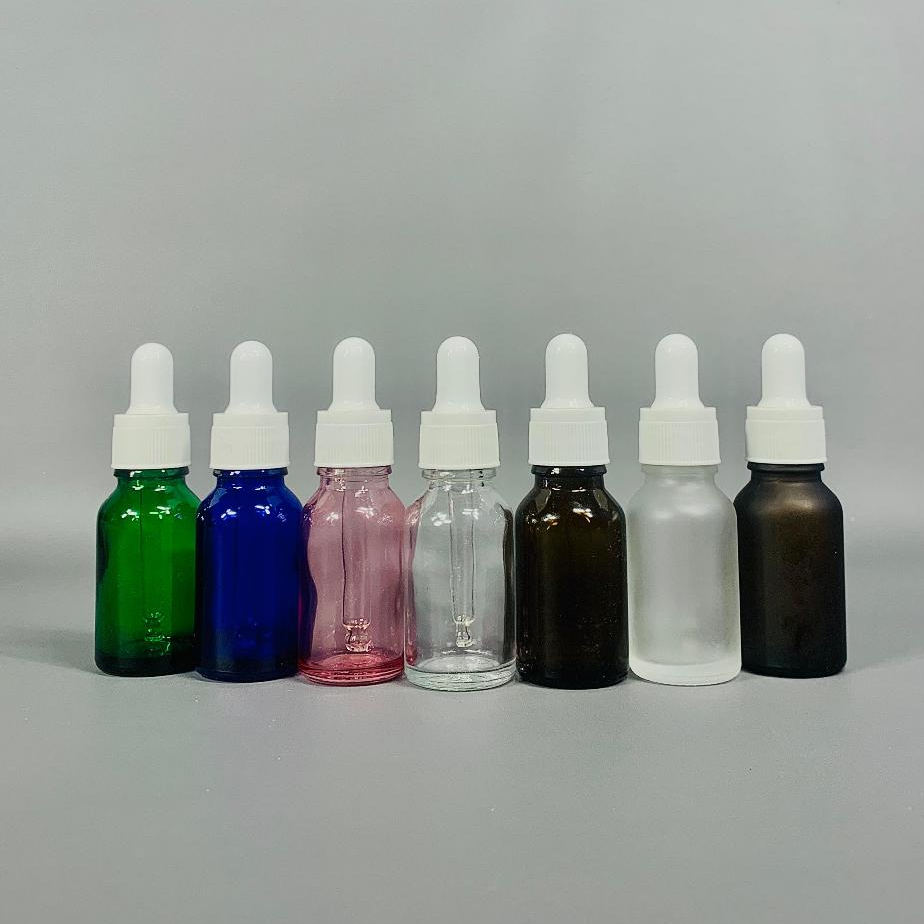 Botol Kaca Pipet 15 Ml Ring Putih Non-Segel / Botol Pipet 15 Ml / Botol Serum 15 Ml