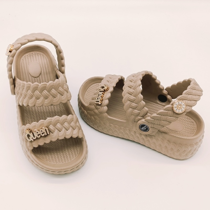 Sandal wanita, sandal wanita, sepatu tenunan, sandal luar, sandal dasar tebal