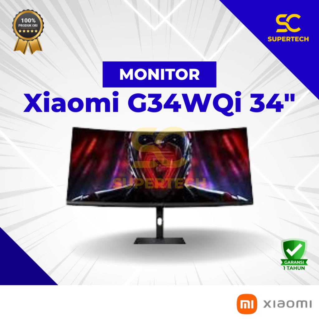 Monitor Gaming Xiaomi 34" Curved Gaming Monitor G34WQi 34 inch 34 inci curve wide