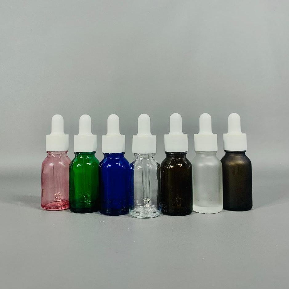 Botol Kaca Pipet 15 Ml Ring Putih Smooth / Botol Pipet 15 Ml / Botol Serum 15 Ml