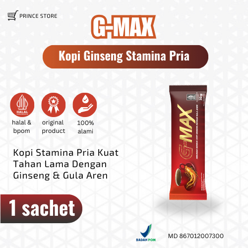 

G-MAX - 1 Sachet Kopi Stamina Pria Kopi Ginseng & Gula Aren Original Bpom