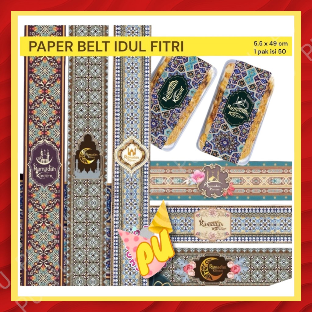 

Paper Belt Idul Fitri Isi 50 / Belt Box Kue Lebaran / Label Toples Jar Hampers Lebaran