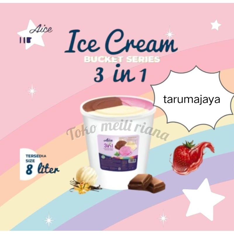 

ice cream aice neopolitan 8 liter aice 3in1 ice cream bucket murah eskrim aice