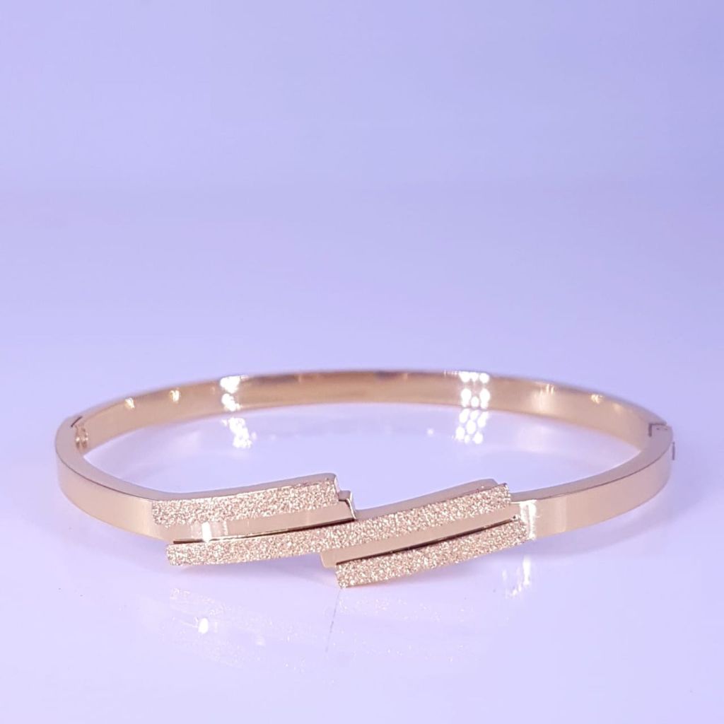Gelang Bangle Lilit Pasir Titanium Rose Gold Gelang Tangan Cewek Replika Perhiasan Perempuan Premium