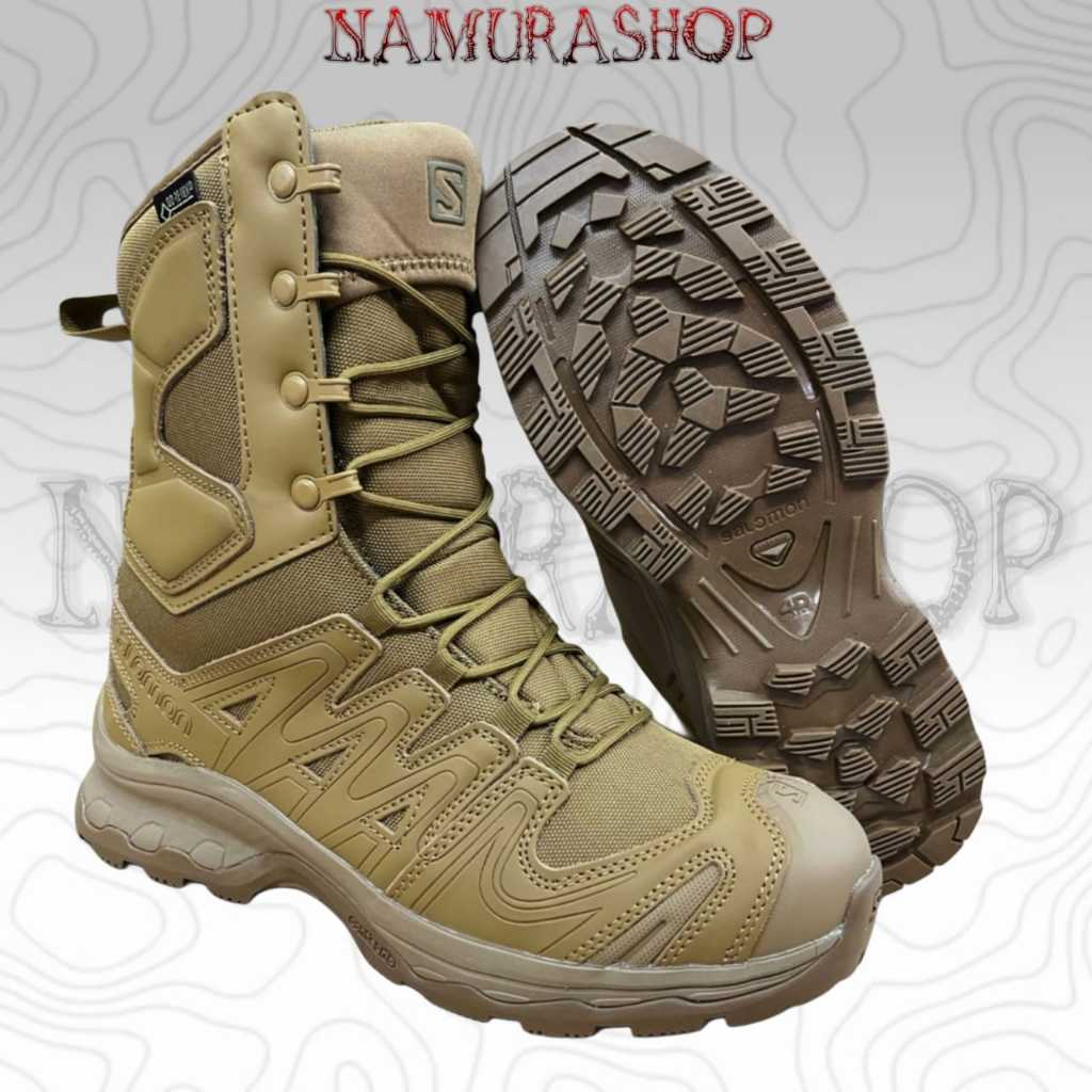 [SEPATU SAI0MON 121 TINGGI COKLAT] Sepatu pria tinggi 8ins coklat sepatu boots tinggi pria oudoor ta