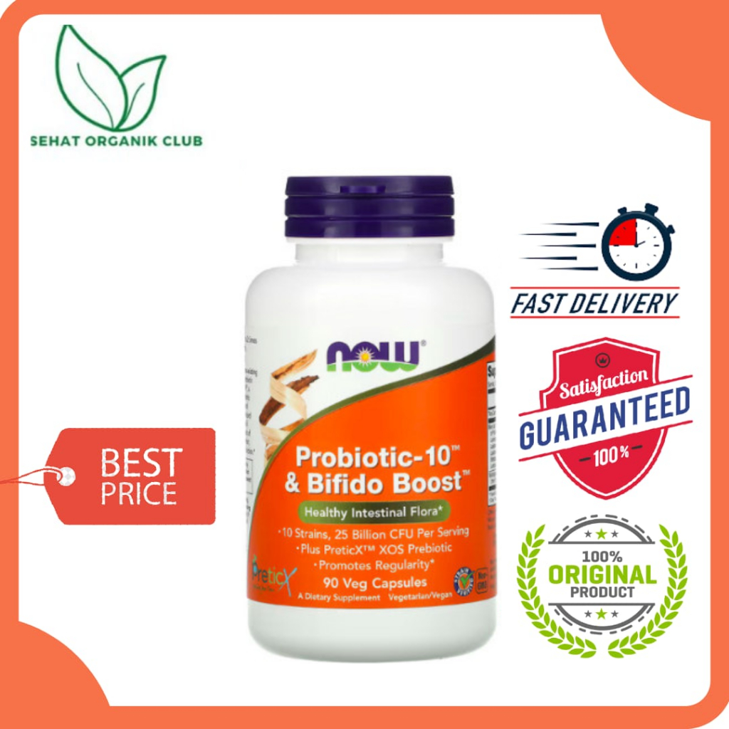 NOW Foods Probiotic-10 & Bifido Boost 25 Billion 90 Veg Capsules 8.33 Billion Per Capsule