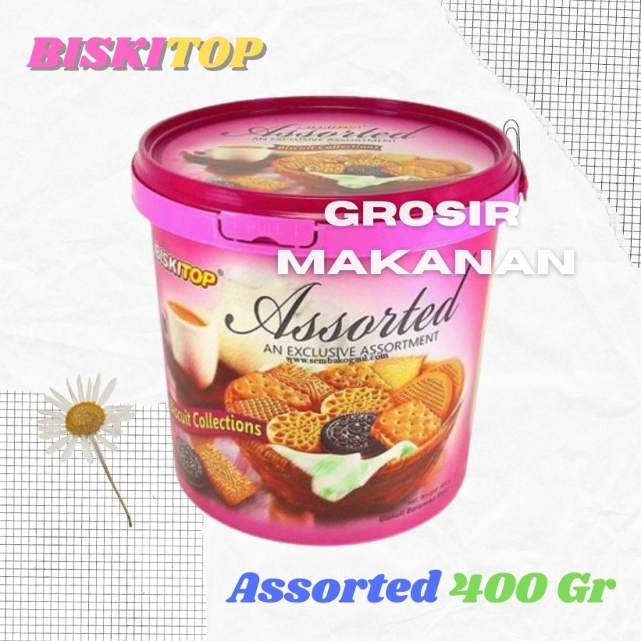 

Biskuit Ember / Biskitop Assorted Berbagai Macam Biskuit Toples 400 Gr / Halal
