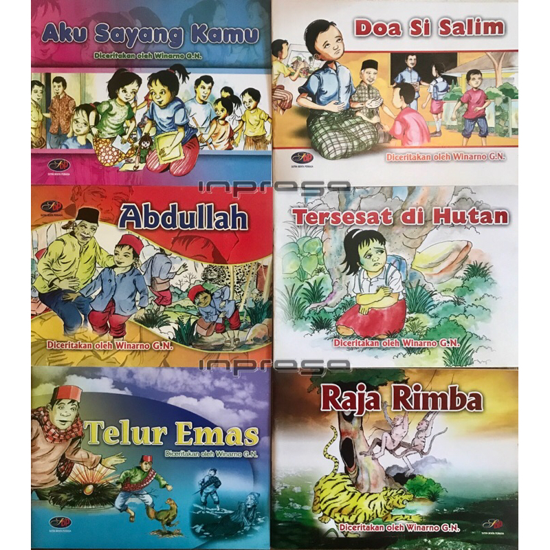 Paket Buku Cerita Untuk Anak, 6 Buku Cerita Bergambar Full Colour | Buku Cerita Paketan | Buku Donge