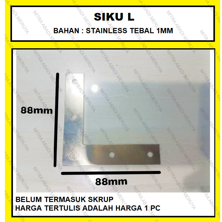 Siku Plat Connector L Plat Konektor L Plat Sambungan L Stainless Steel