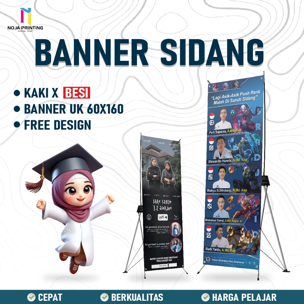 Custom Banner Sidang | Cetak X Banner Wisuda, Wedding, dan Aqiqah | Banner Modern dan Kekinian