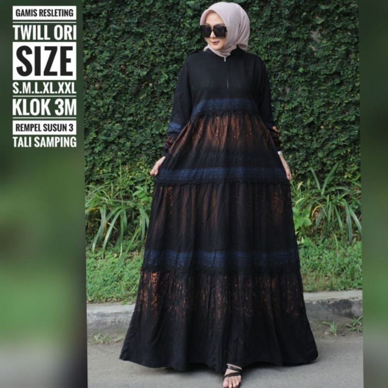 GAMIS TWILL ORI/ SUSUN CAP MALAM/ RESLETING DEPAN BUSUI/ GAMIS CAP PEKALONGAN/ GAMIS KEKINIAN