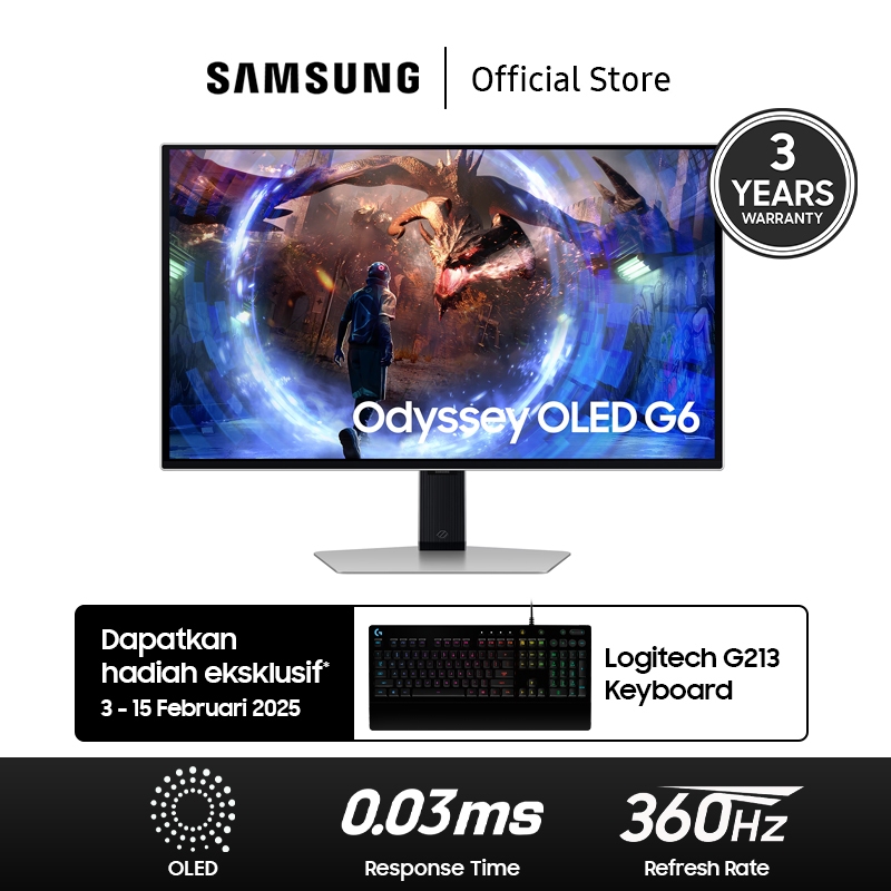Samsung Gaming Monitor 27" Odyssey OLED G6 G60SD QHD 360Hz - LS27DG602SEXXD