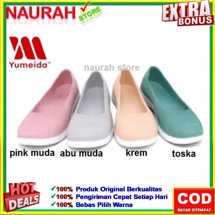 Flatshoes Wanita Yumeida LD 9098 Slip On Sepatu Sandal Wanita Original PVC Karet Jelly