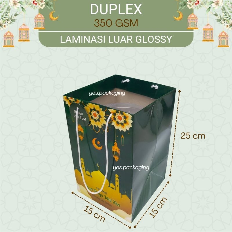 

[DPB3TB] DUPLEX PAPER BAG Tas Kemasan Toples Bulat Toples Rectangle Packaging Hampers Lebaran Idul Fitri Eid Mubarak