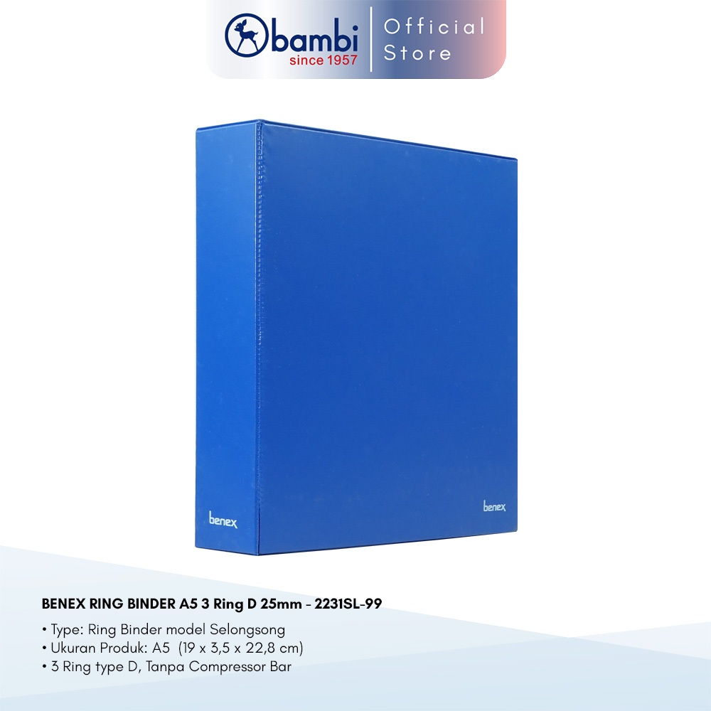 

Benex Ring Binder A5 3 Ring Type D All Color Medium Size 25 mm Original