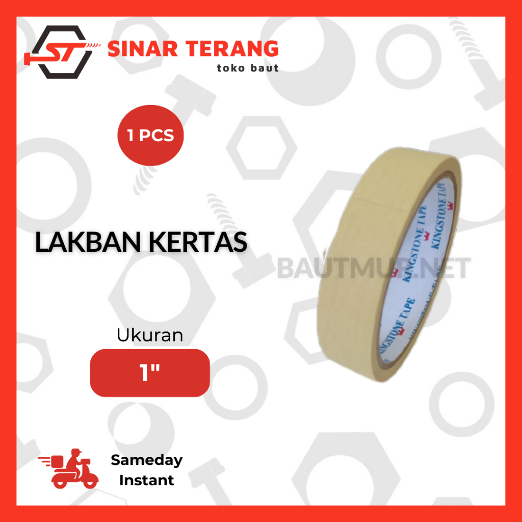 

KINGSTONE TAPE Lakban Kertas 1 inch - Isolasi Kertas 21 mm x 17 meter