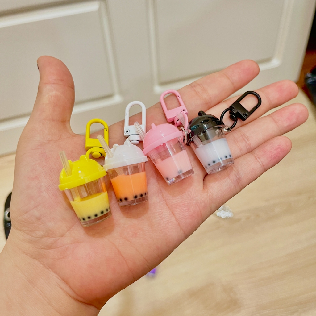 Gantungan Kunci Resin Minuman Boba bubble tea / bag charm boba bubble tea lucu thai tea / gantungan 