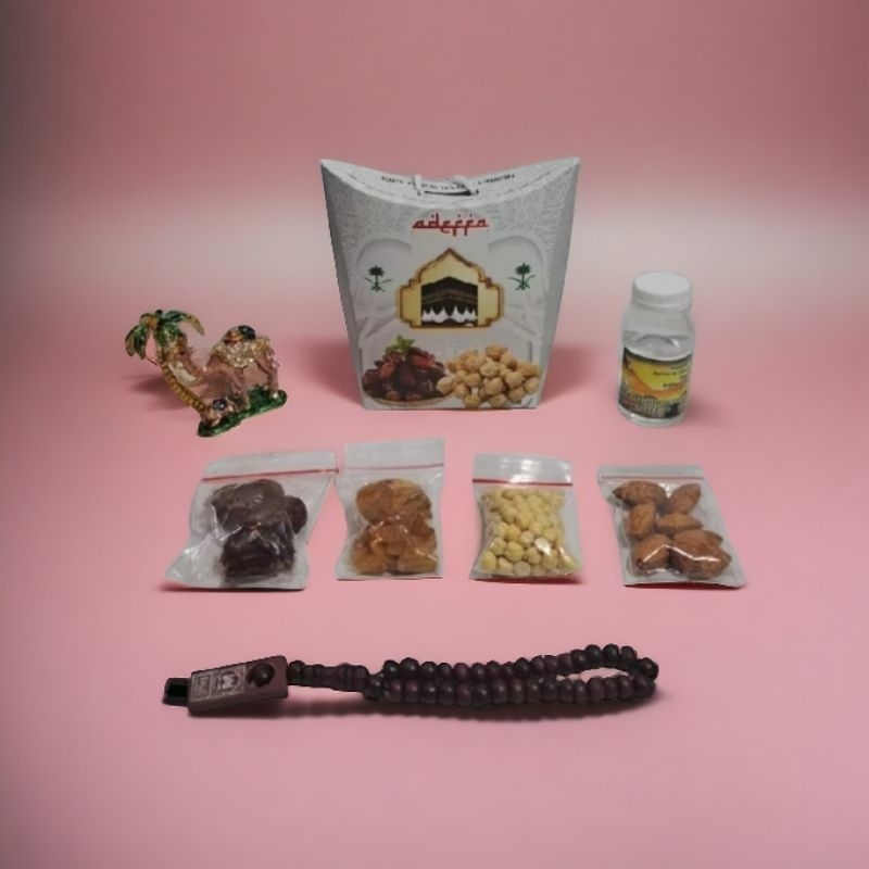 

PAKET 2 oleh oleh haji dan umroh air zamzam ori + kacang almond + tasbih
