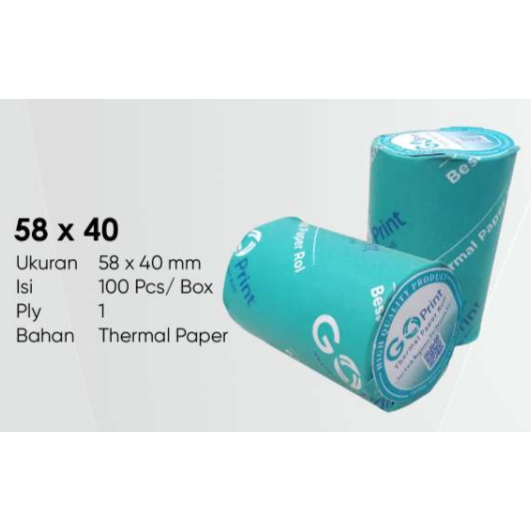 

kertas thermal roll / thermal register roll 58 x 40