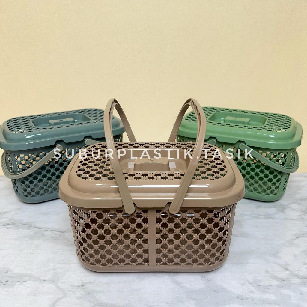 [3 & 6 Pcs] Keranjang Tutup Alicia Elandra Bahan Plastik | Tempat Penyimpanan Serbaguna Dengan Tutup