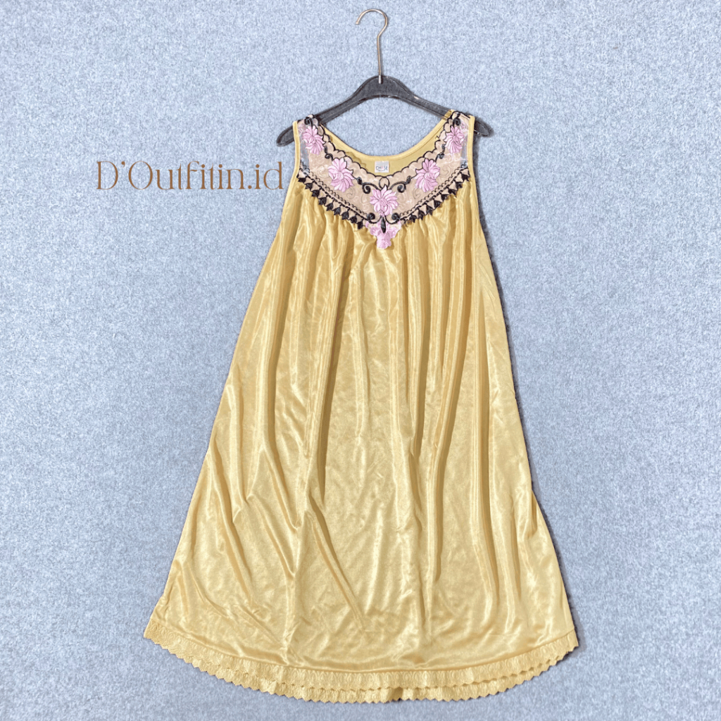 D’OUTFITIN.ID ~ HESTIA BAJU TIDUR DRESS BRUKAT PINK TRANSPARAN KALEM SEXY SATIN ICE SILK