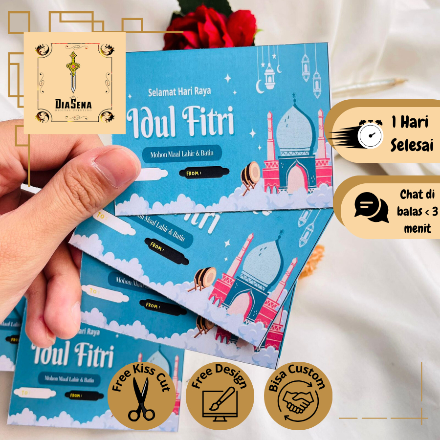 

Diasena 12 8-15 Greeting Card Selamat Lebaran Idul Fitri Kartu Ucapan Thank You Card Free Desain