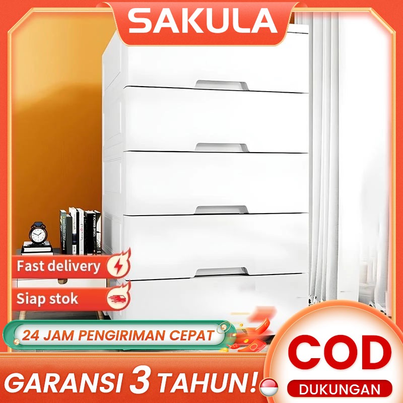 Sakula lemari pakaian plastik/lemari plastik jumbo/kotak penyimpanan/lemari baju plastik/lemari laci
