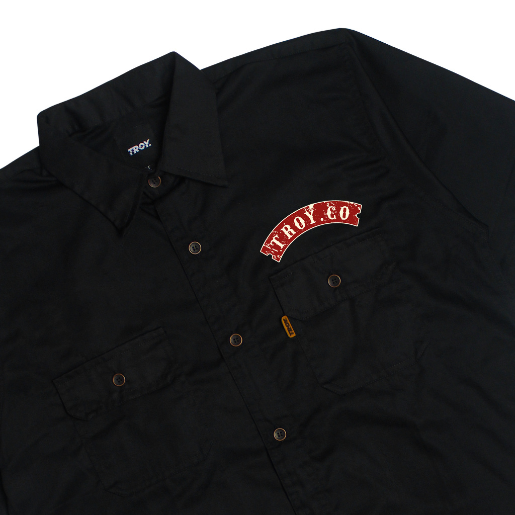 Troy Company Work Shirt Workwear Black Bikers - Kemeja Kerja Workshirt Hitam WSP 2978