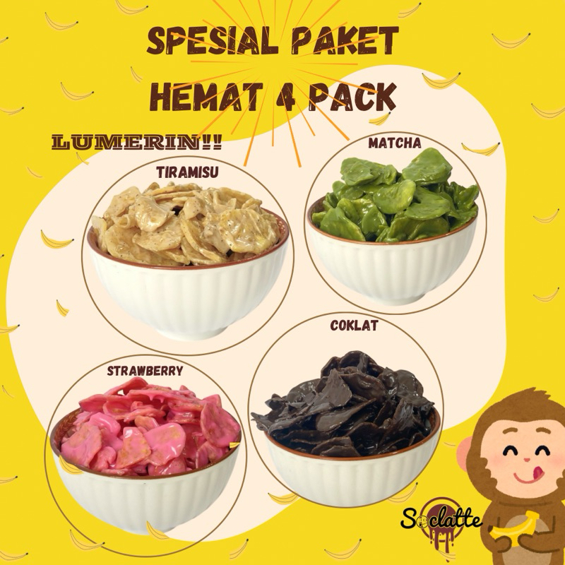 

SPESIAL PAKET HEMAT 4 BOX keripik pisang {TIPIS} Lumer By Soclatte