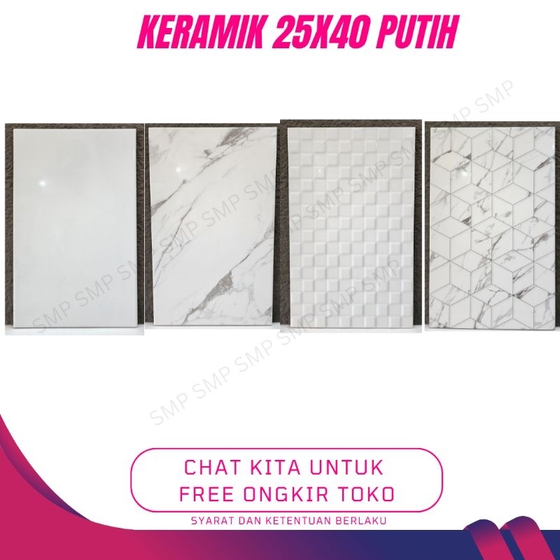 keramik dinding 25 x 40 25x40 kamar mandi putih petir