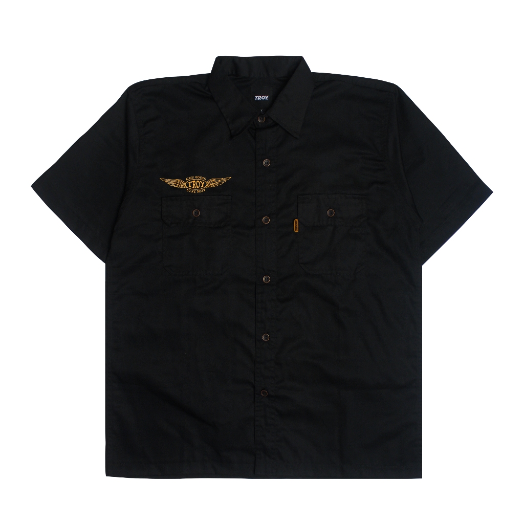 Troy Company Work Shirt Workwear Black Golden Origin - Kemeja Kerja Workshirt Hitam WSP 2981