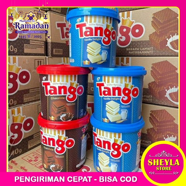 

Wafer Tango Jar Timba Chocolate Waffle Vanilla 240 Gr / Wafer Renyah Rasa Coklat Toples Ember / TV-21